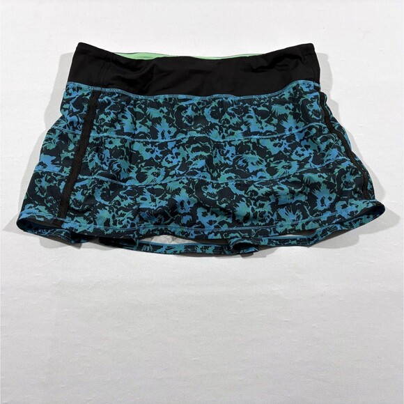 Lululemon Womens Fleur Sombre Kayak Blue Dragonfly Black Pace Rival Skirt Sz 8 - Picture 1 of 9